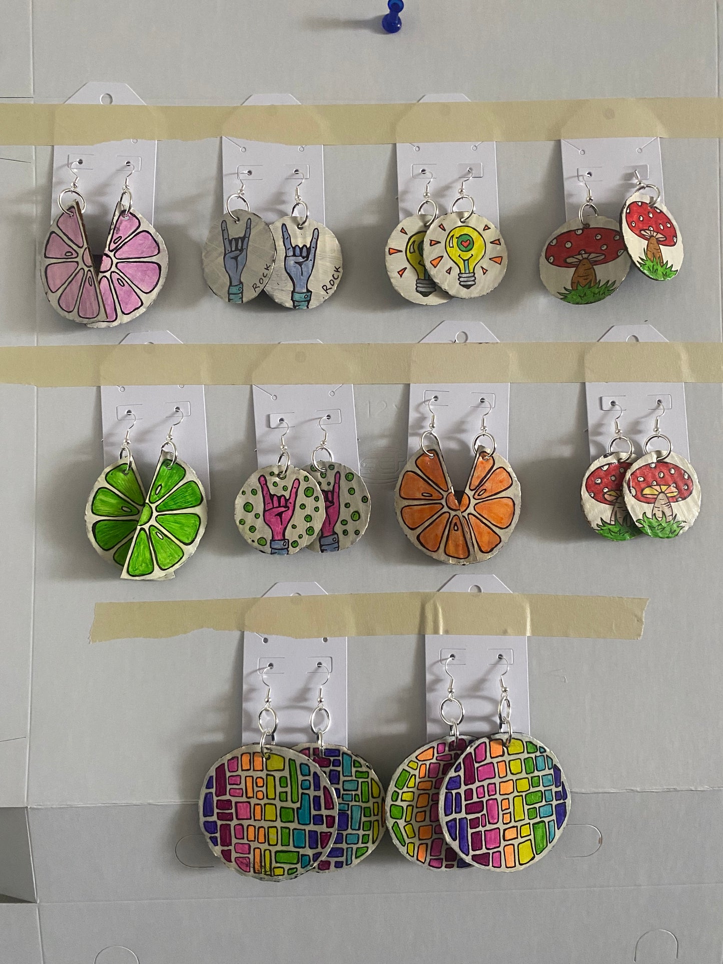 Mushroom cardboard earrings