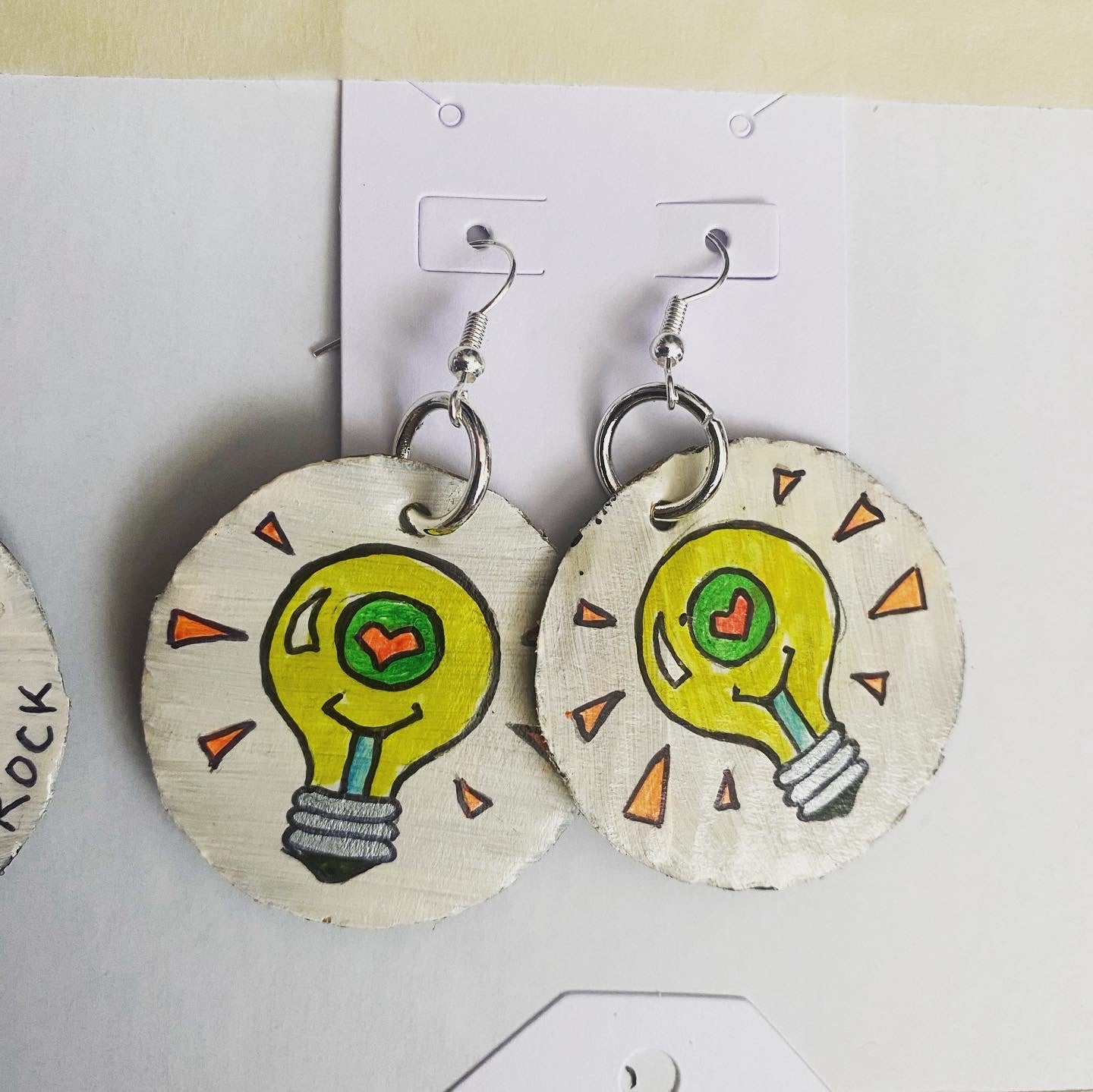 Lightbulb cardboard earrings