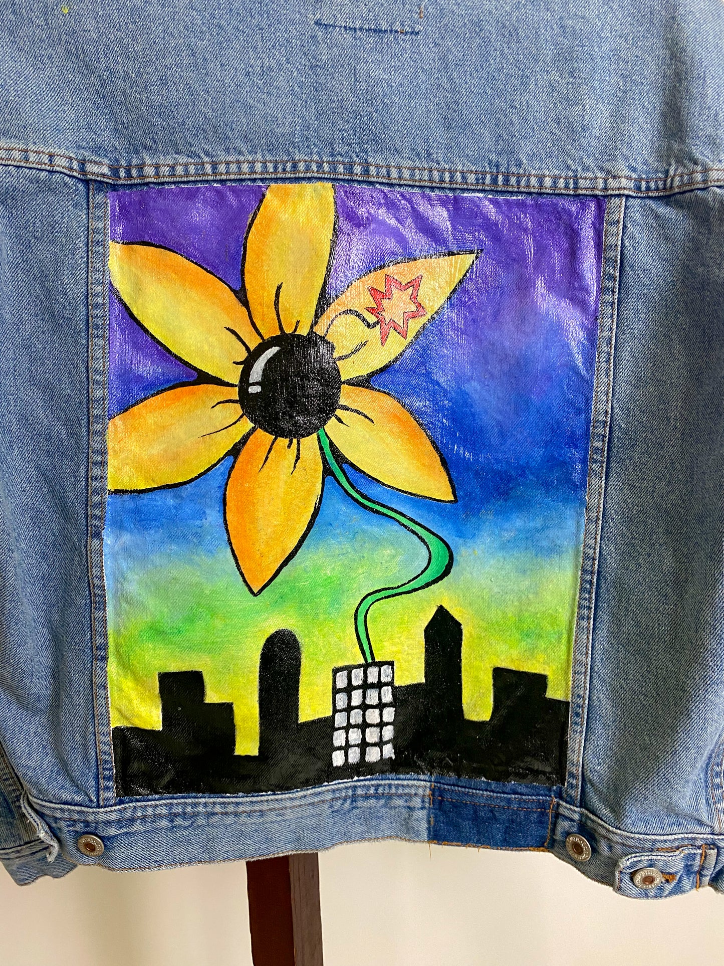Wildflower in the city Hand painted jacket
