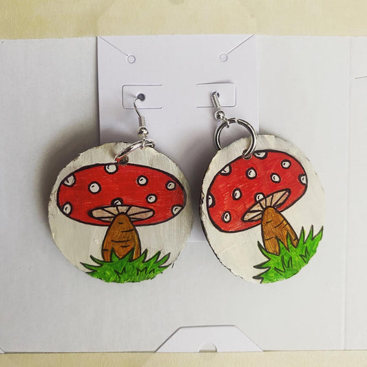 Mushroom cardboard earrings