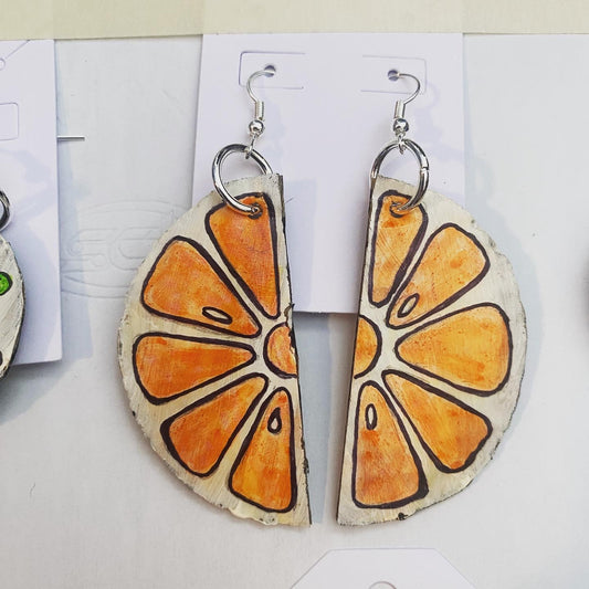 Orange cardboard earrings
