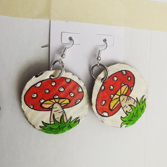 Mushroom cardboard earrings #2