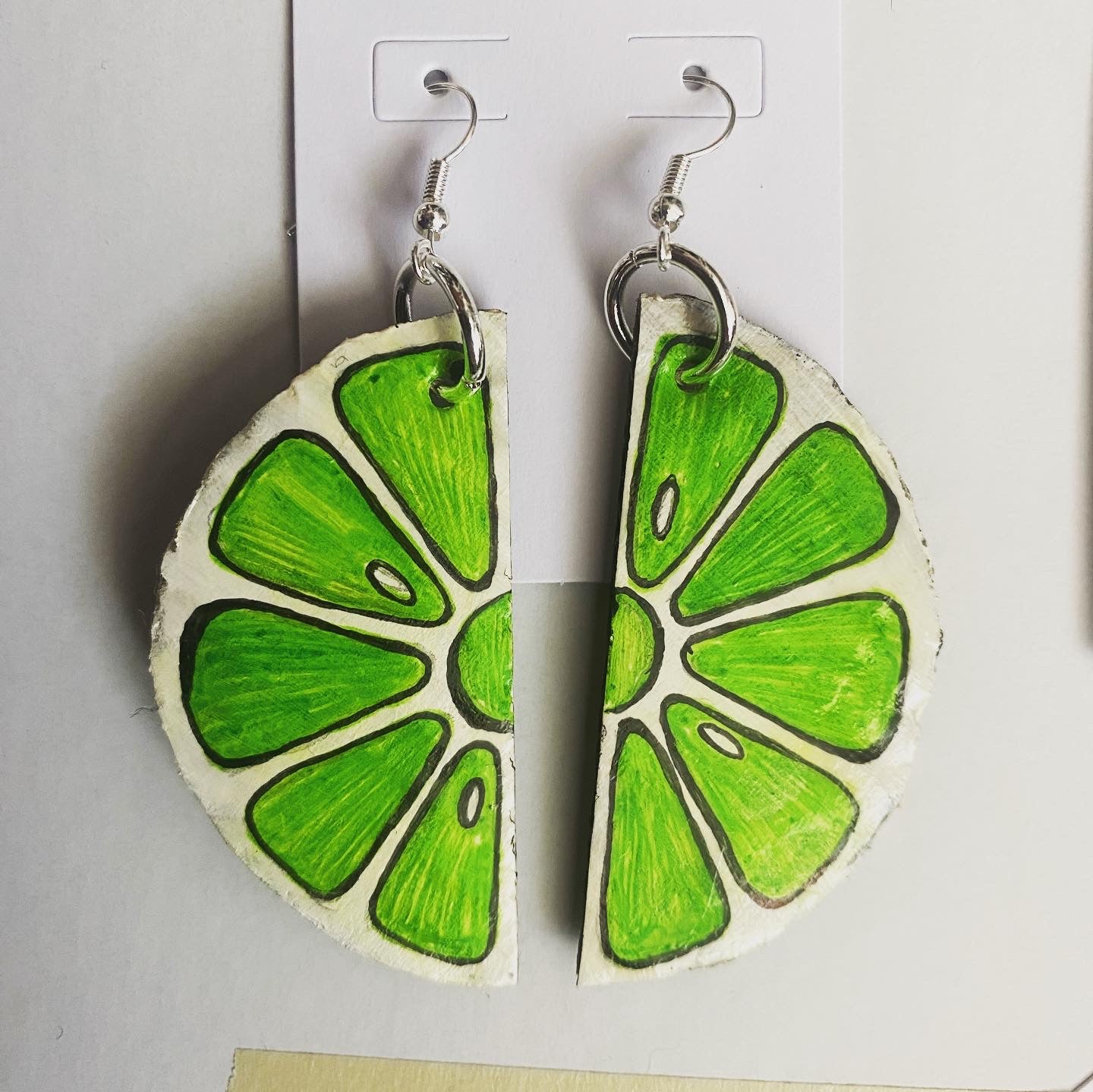 Lime cardboard earrings