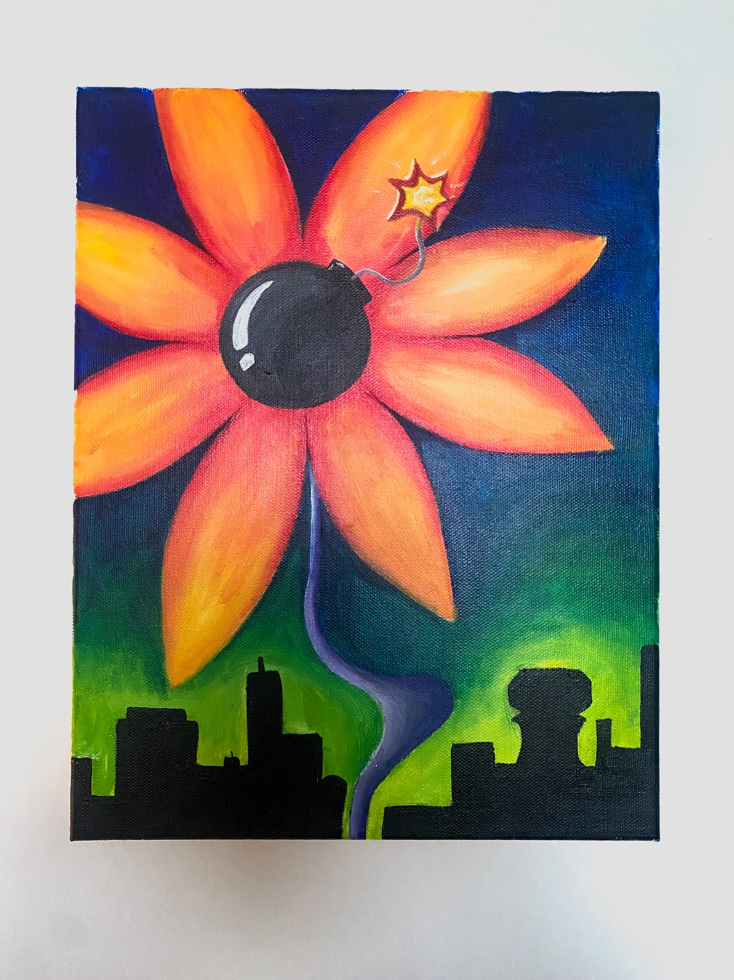 "Wildflower in the City" 16" x 20" acrylic