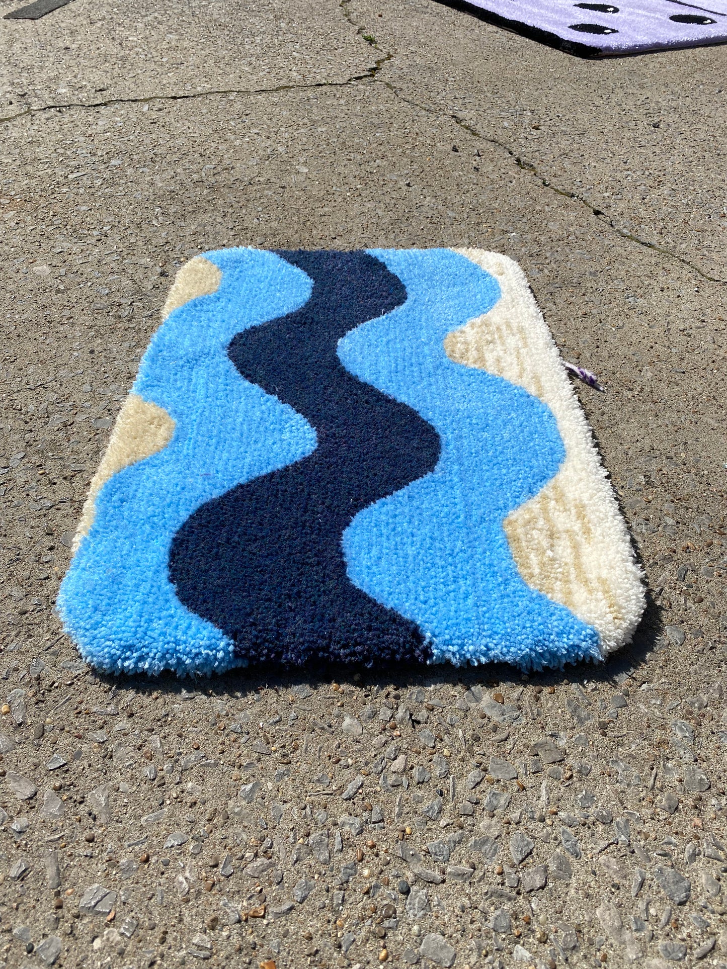 Blue wave rug bath mat size