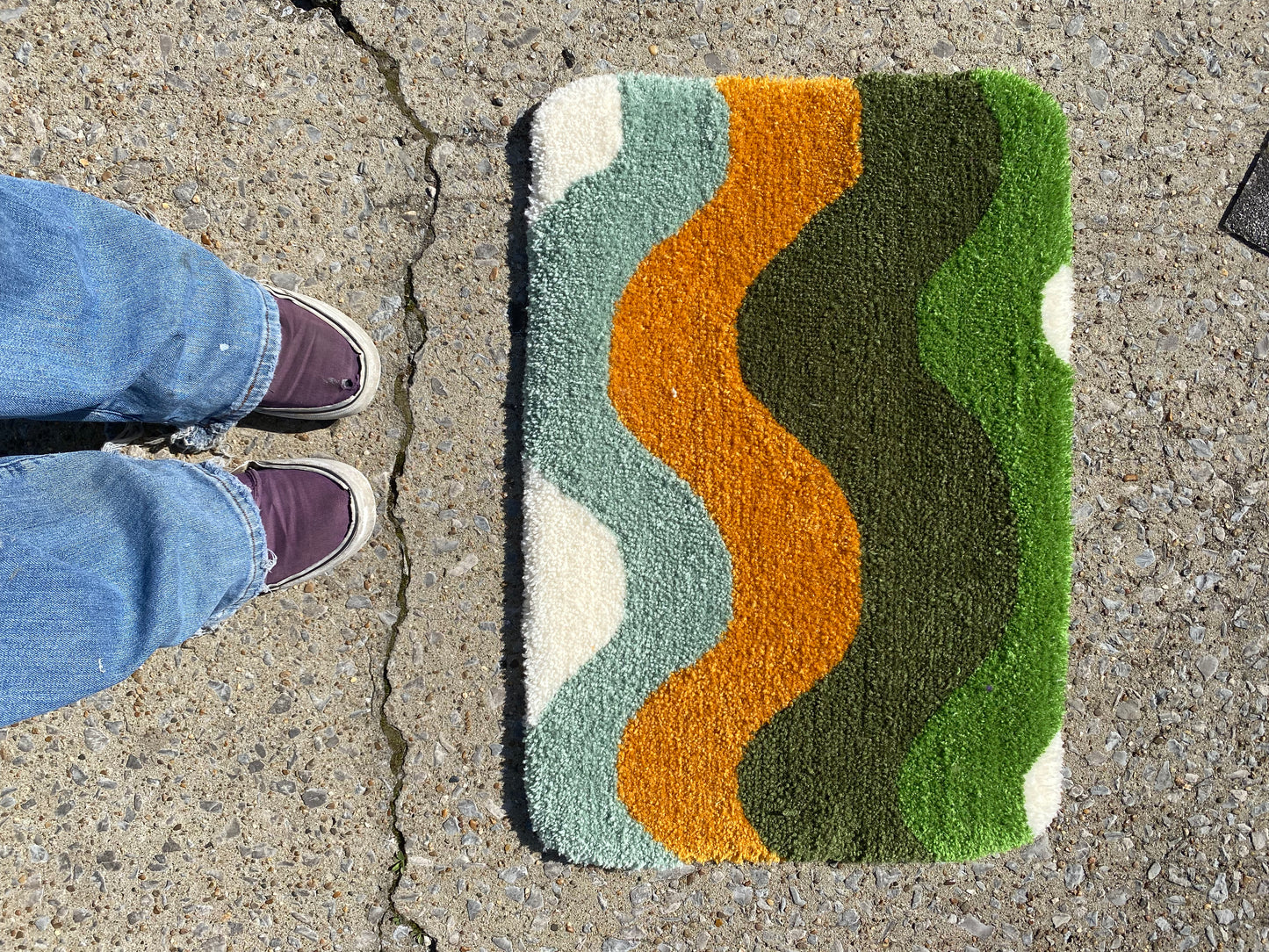Retro wave rug bath mat size