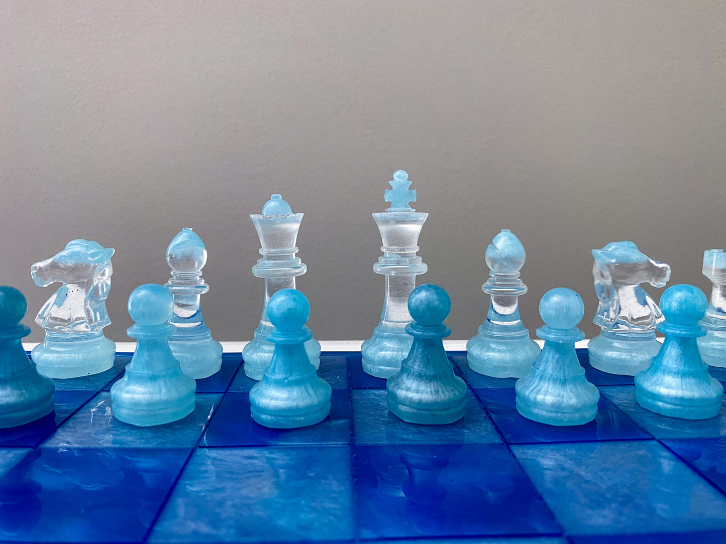 Handmade blue dream chess set