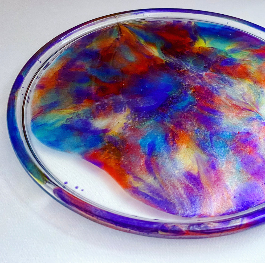 Liquid rainbow 10” round tray- thick