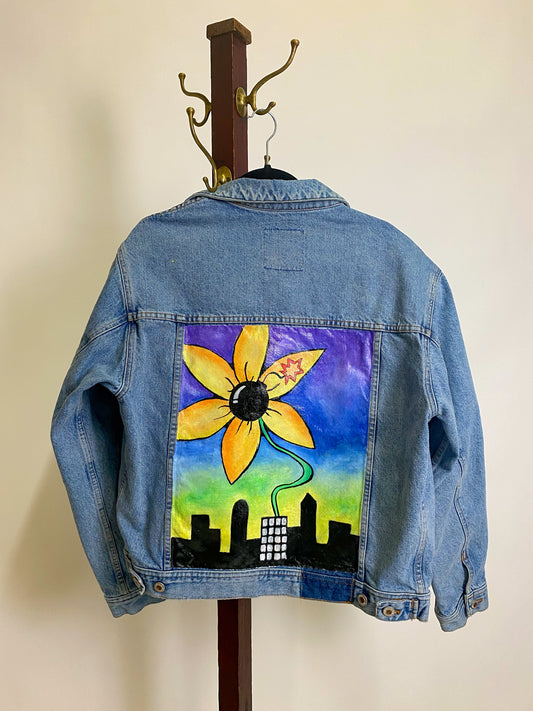 Wildflower in the city Hand painted jacket